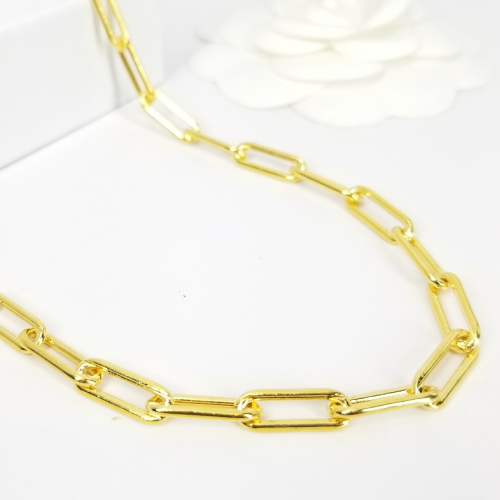 NWT 18K Gold Filled Paperclip Links Chain Necklace - Picture 2 of 10